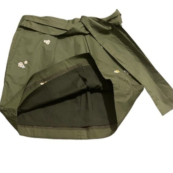 J. Crew Green Floral Embroidered Tie-Waist Mini Skirt - Picture 5 of 11